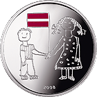 Монета „90 лет Латвии”